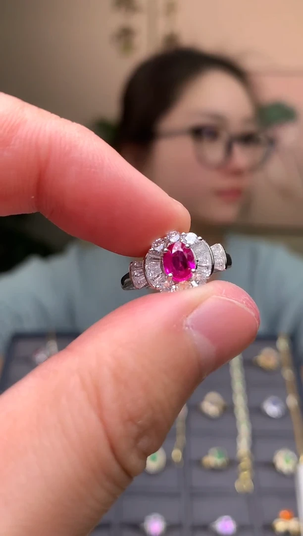 银S925镶嵌戒指红宝石戒指
