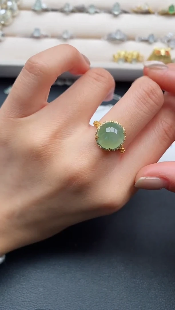 银S925镶嵌戒指翡翠2222222+8