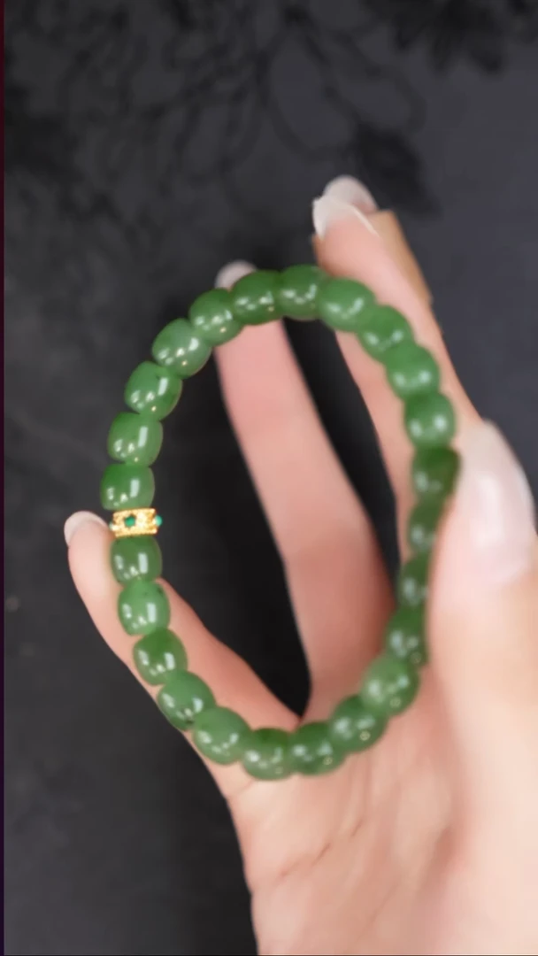 18K金镶嵌手串和田玉（碧玉）工厂抛货 假1罚3 多样性发其1