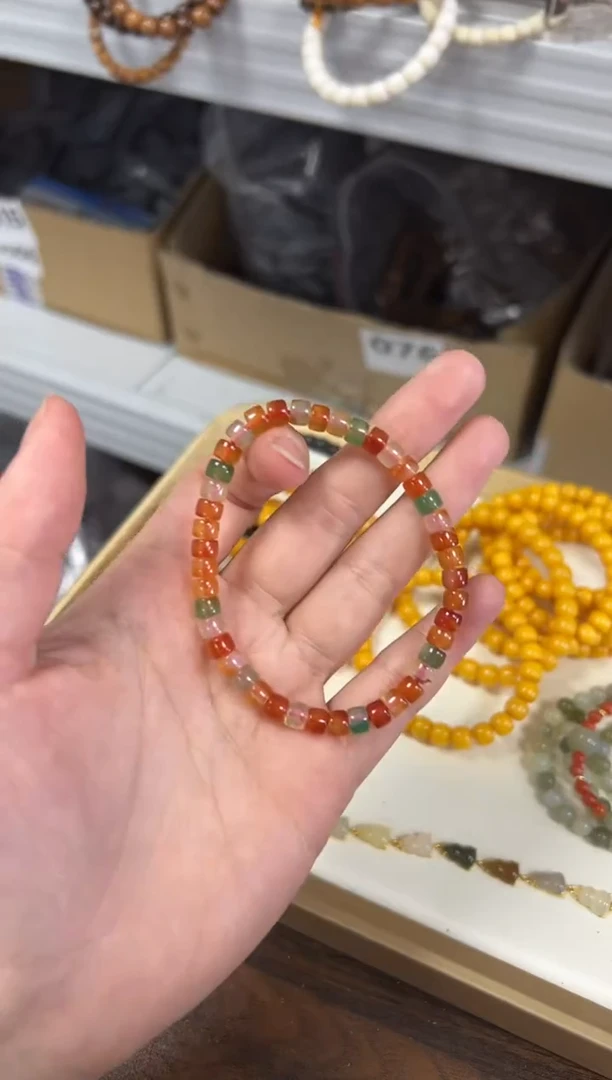 玛瑙/玉髓手链未镶嵌彩虹多宝玛瑙精工直切手链[2777]