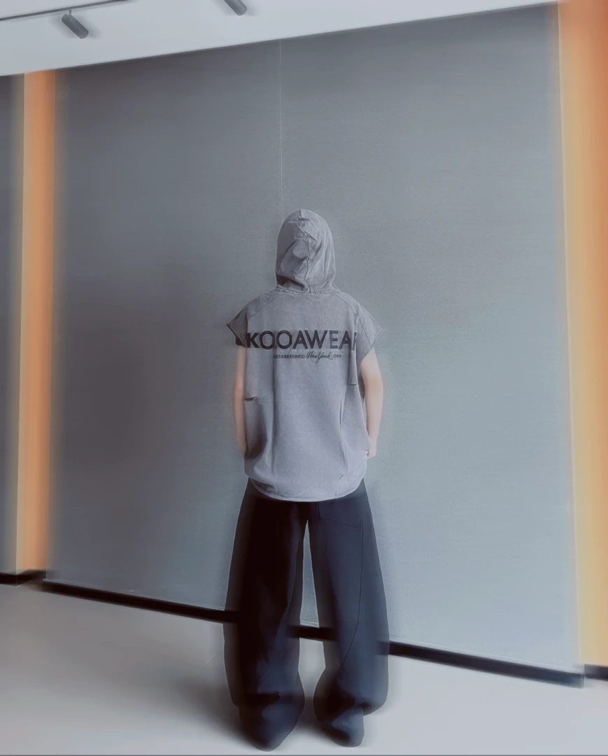 【ROCA明星同款水洗破洞连帽背心】男女同款!情侣爆款!美式宽松宽松