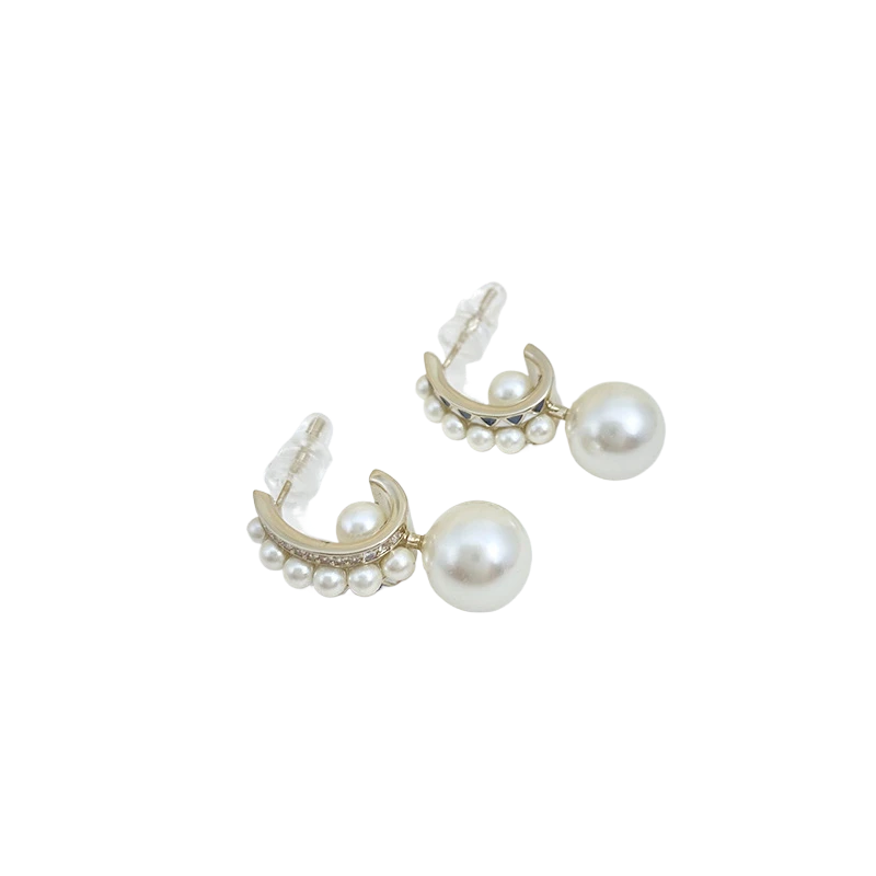 铜合金珐琅耳饰 合金仿珍珠 欧货DP高品原创设计简约风耳钉-1721