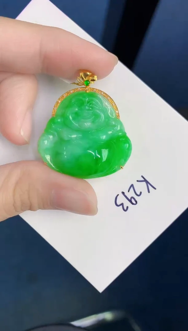 颈饰18K金镶嵌翡翠天然翡翠缅甸A货