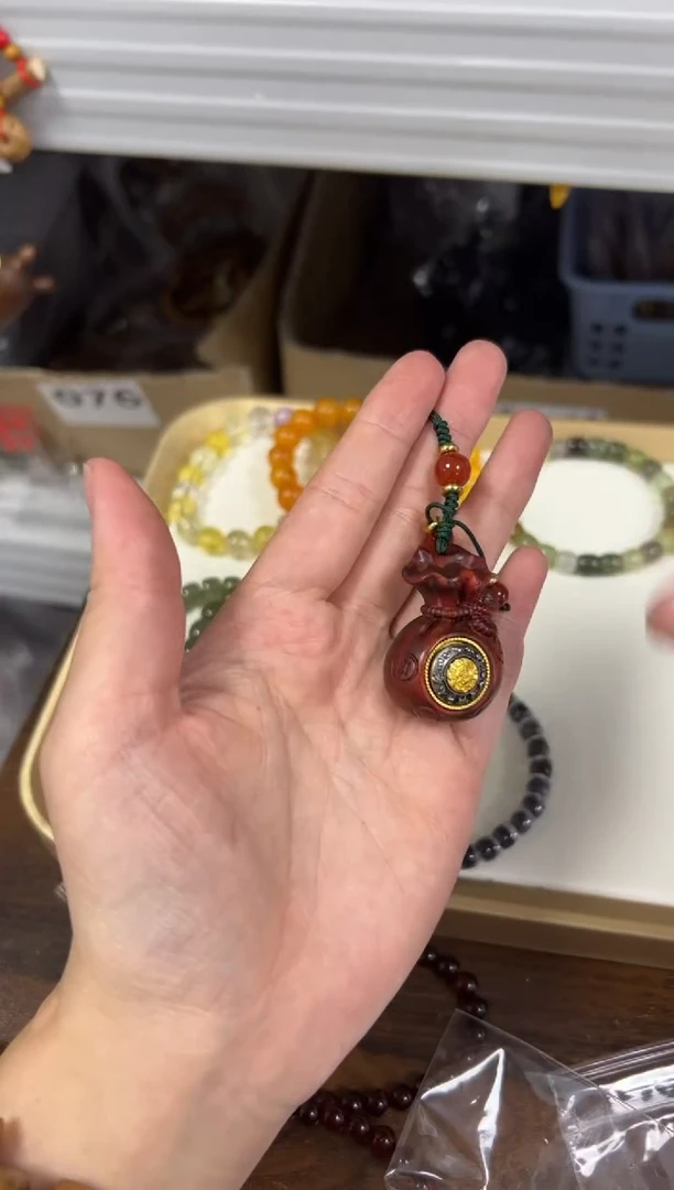 手串/手链小叶紫檀紫檀木小福袋编制挂件[0879]
