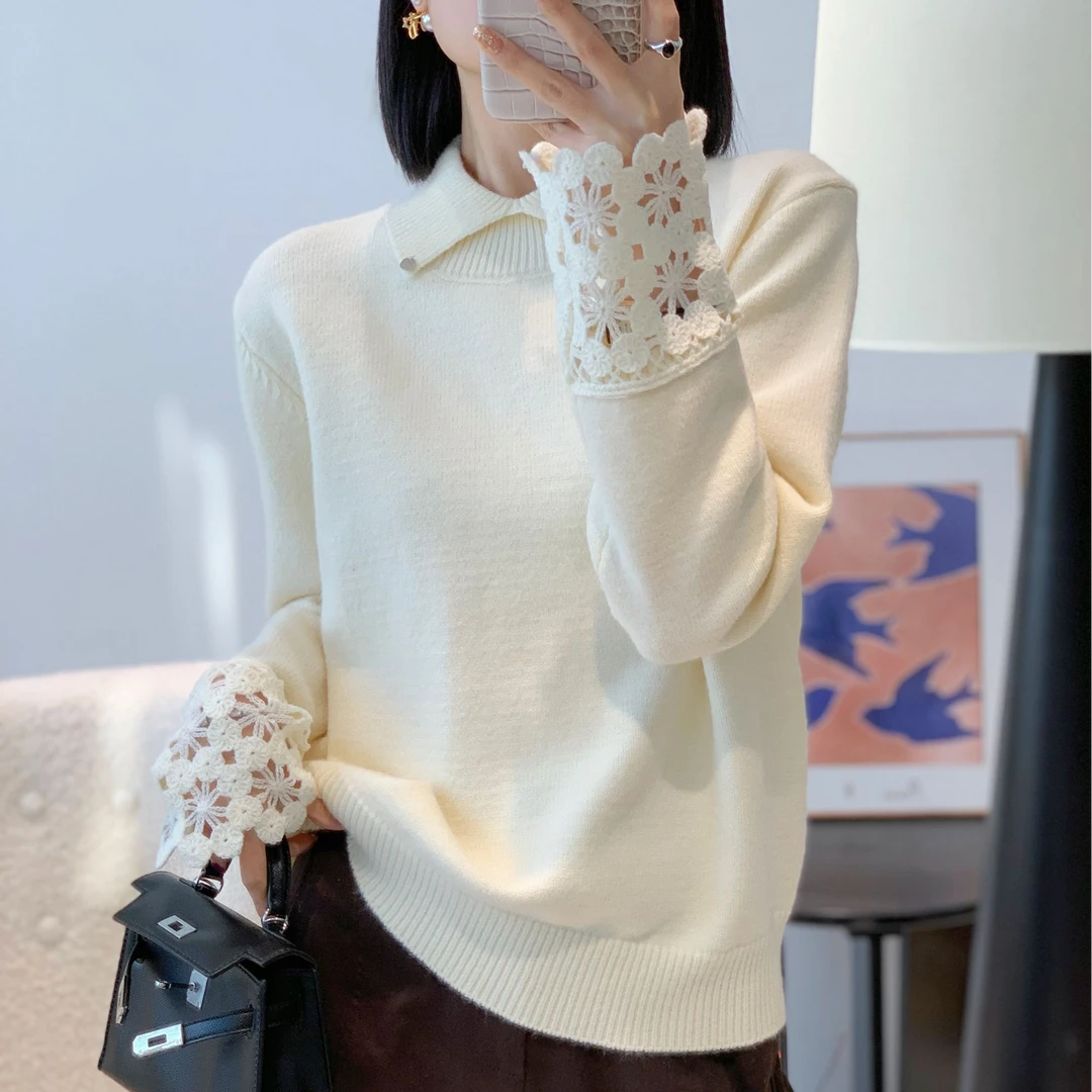 秋冬纯色针织冬季保暖翻领女毛针织衫长袖高领毛衣时尚圆领毛衣女