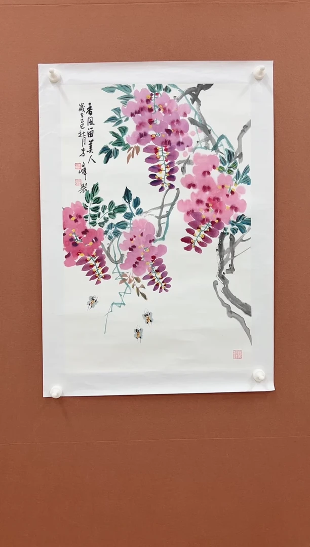 国画李文峰四尺三开花鸟