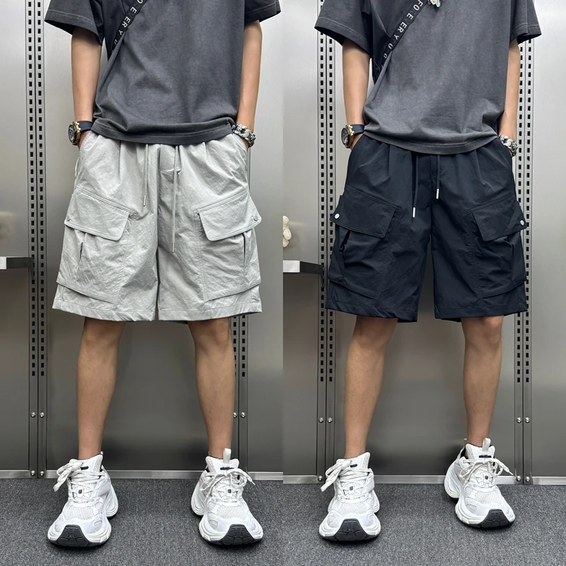男士百搭休闲裤2025大口袋工装短裤流行大夏季男士IP口袋工装短裤
