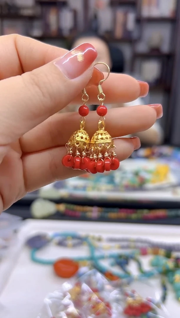 【闪购商品】玛瑙/玉髓耳坠14K金镶嵌E677