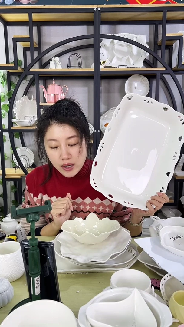 【闪购商品】陶瓷镂空海鲜长方盘