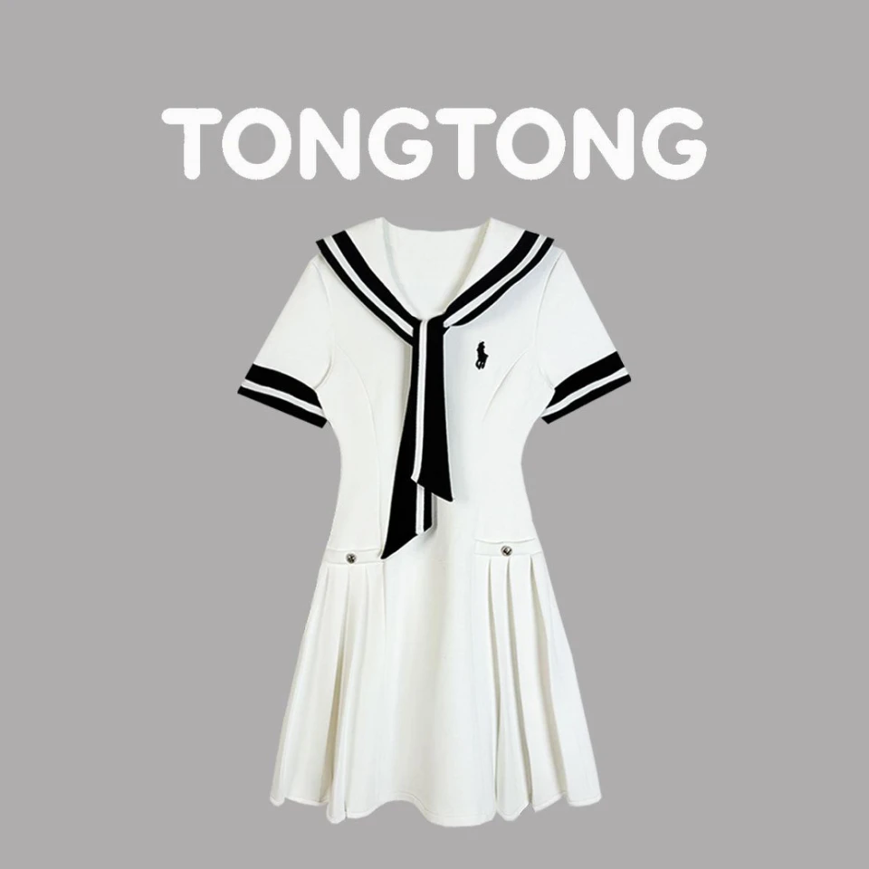 桐桐【奶云蛋糕】夏季收腰裙少女海军领显瘦水手服连衣裙GGZ-009