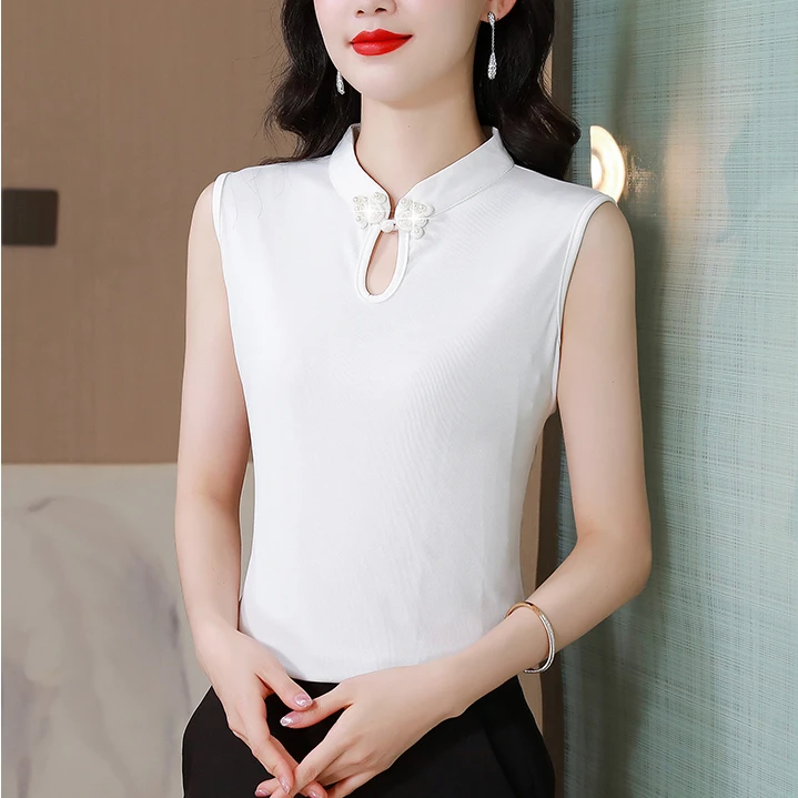 2025新款立领打底背心女款内搭上衣夏季新中式国风盘扣外穿小吊带