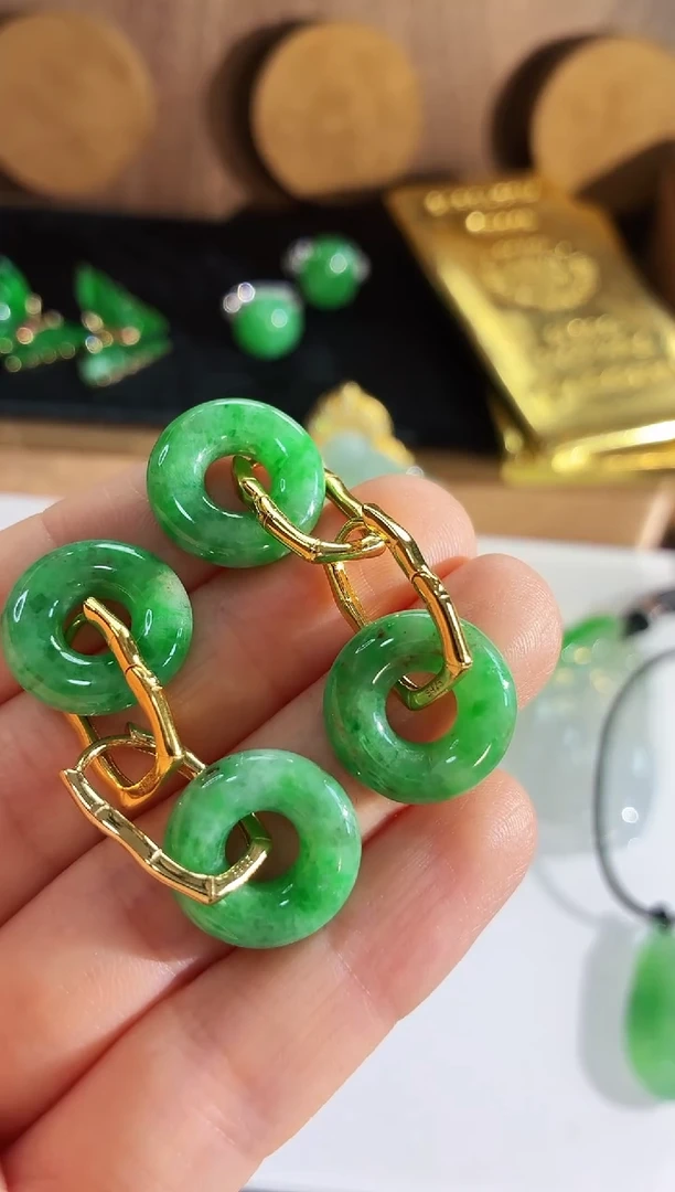 翡翠银S925镶嵌耳饰耳饰（多样性发货发一对）