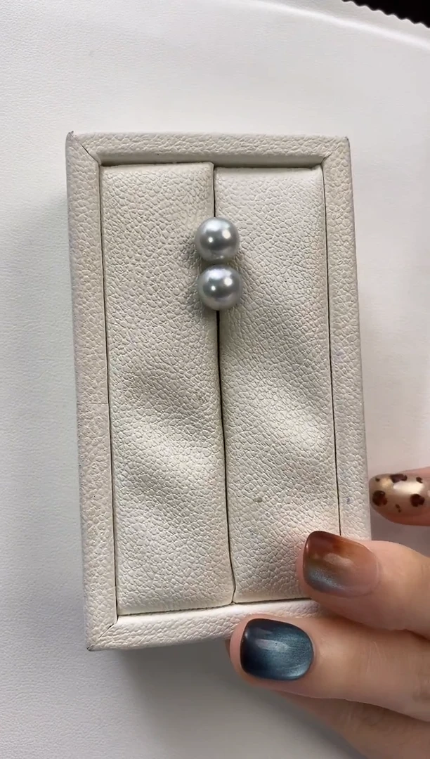 18K金镶嵌耳饰海水珍珠8.5-9真多麻耳饰