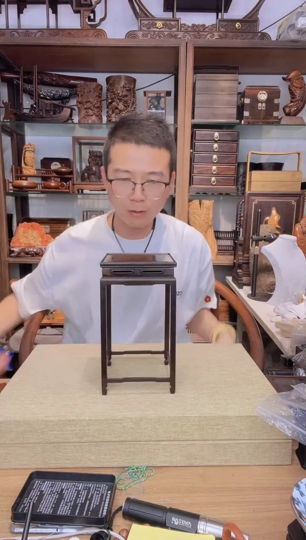 乌木类书架672大红酸枝高23.5公分花架  瑕疵