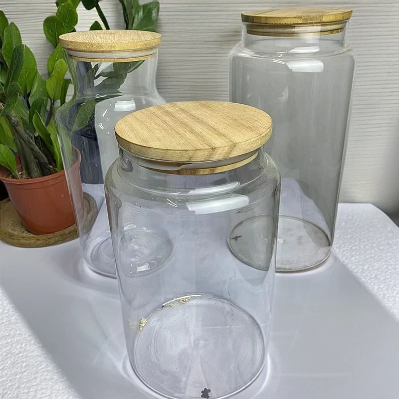 高硼硅玻璃透明密封罐带盖大容量茶叶罐陈皮罐零食糖果坚果罐家用