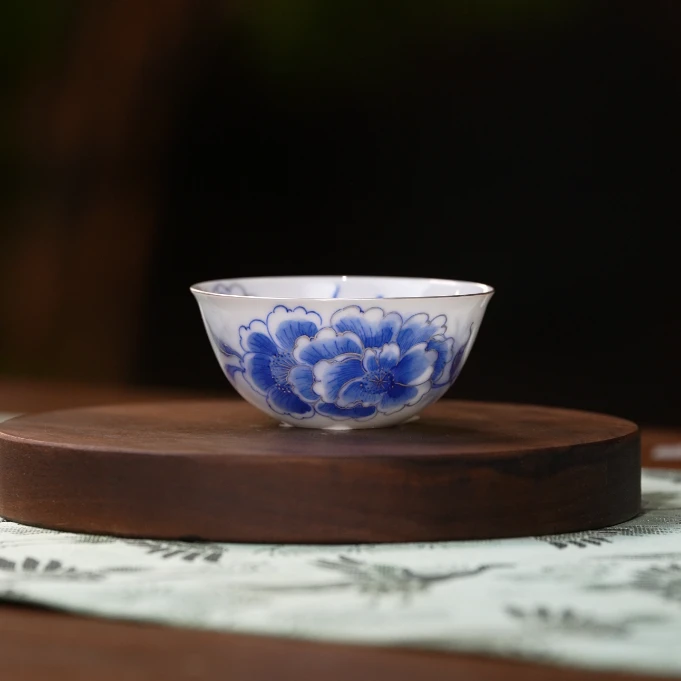 【赋春寻隐】青花描银（芙蓉花）普洱杯 | 周大乐优选 | 茶具