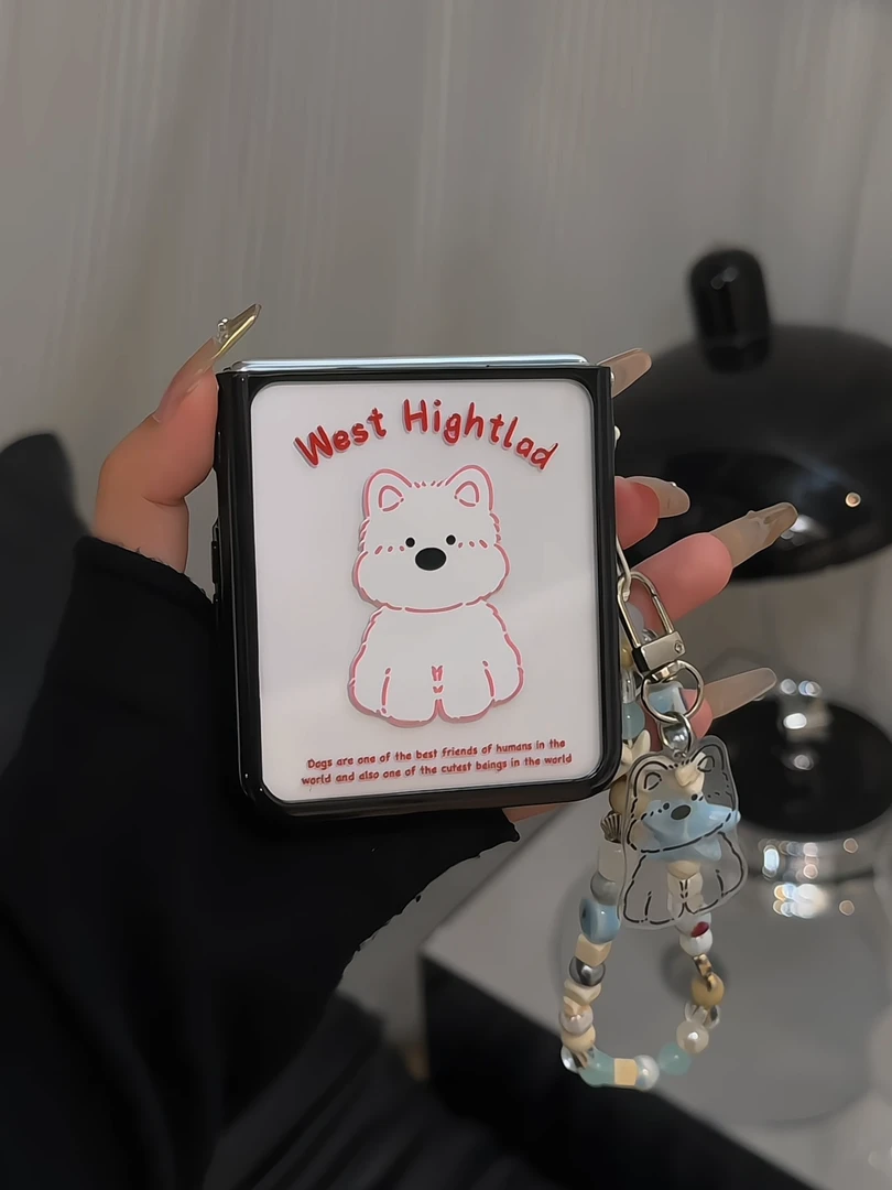 （华为novaflip系列）折叠奶油适用华为NOVAFLIP手机壳线条西高地女