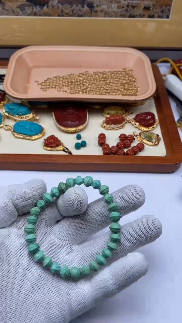 合金绿松石无水无油横打百香