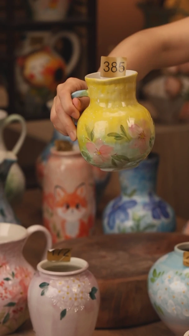 陶瓷385景德镇设计师手作花器摆件侘寂风