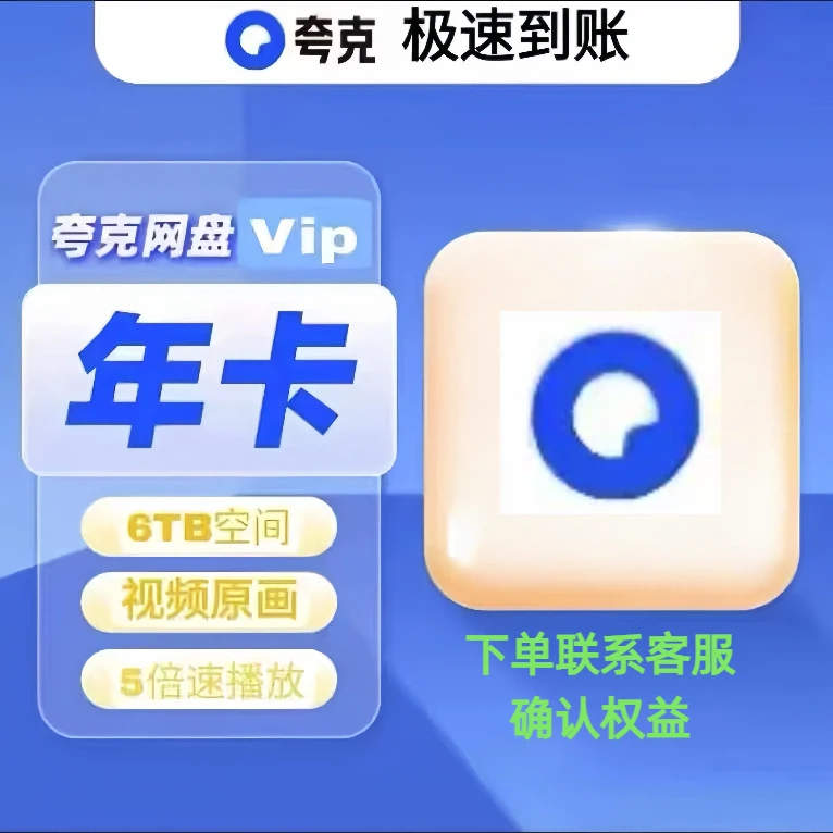 夸克网盘VIP年卡12个月一次性到账 尊享6TB 下单联系客服确认权益