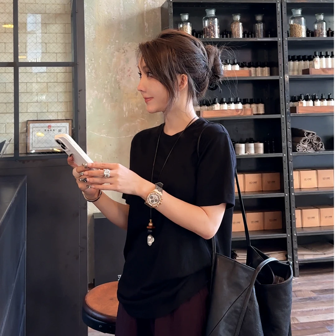 AMAZING IN | 羊毛 | 干爽宽松短袖T恤女 A250605-AI55BTE307501