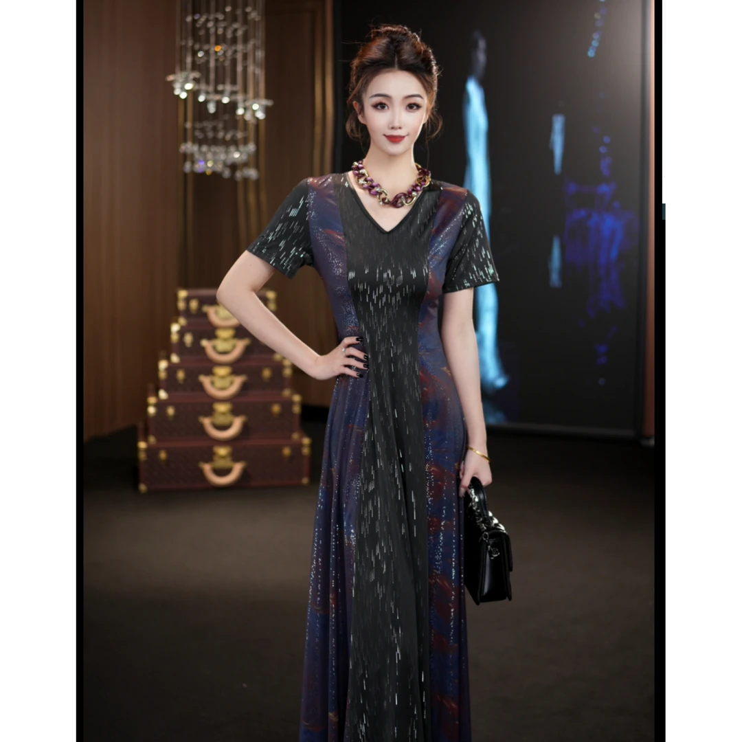 YINGHOU【西西】轻奢高贵气质显瘦设计师连衣裙D2908A