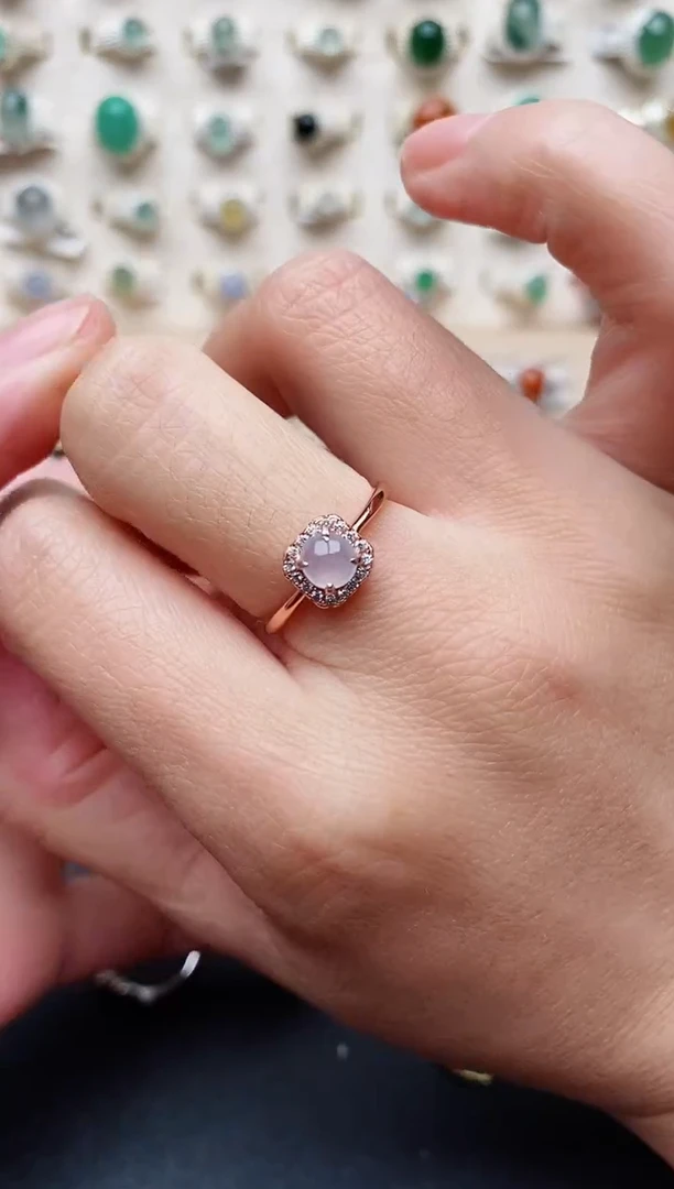 【闪购商品】翡翠戒指银S925镶嵌天然翡翠111  2+