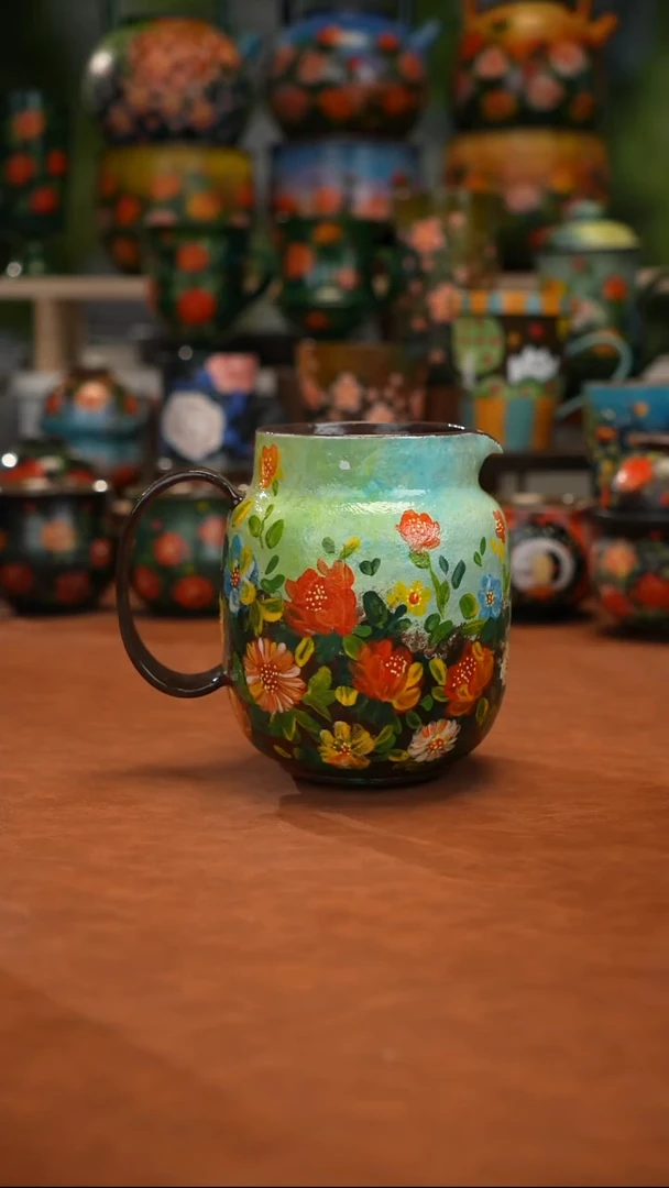 紫砂油画手绘釉下彩