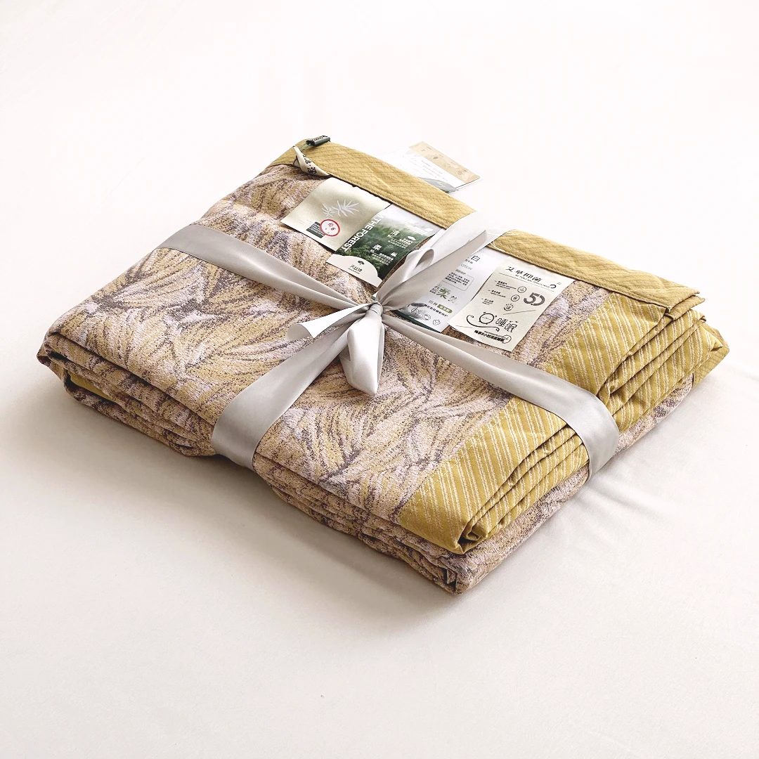 专享【京かわ会社】睡莲蛋白软棉毯盖毯200*230cm    金叶流光 黄