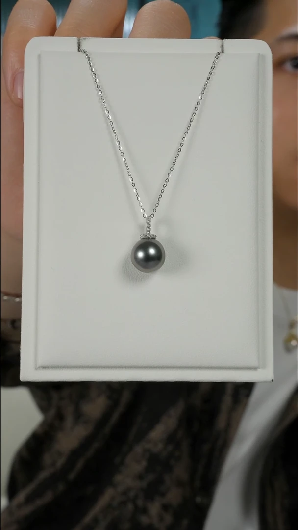 银S925镶嵌吊坠(赠链)海水珍珠大溪地奶嘴扣10-11mm