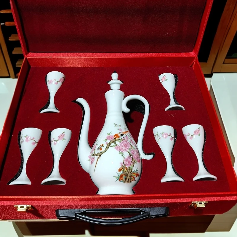 ZY-DP-A452水点桃花7件套酒具礼盒装