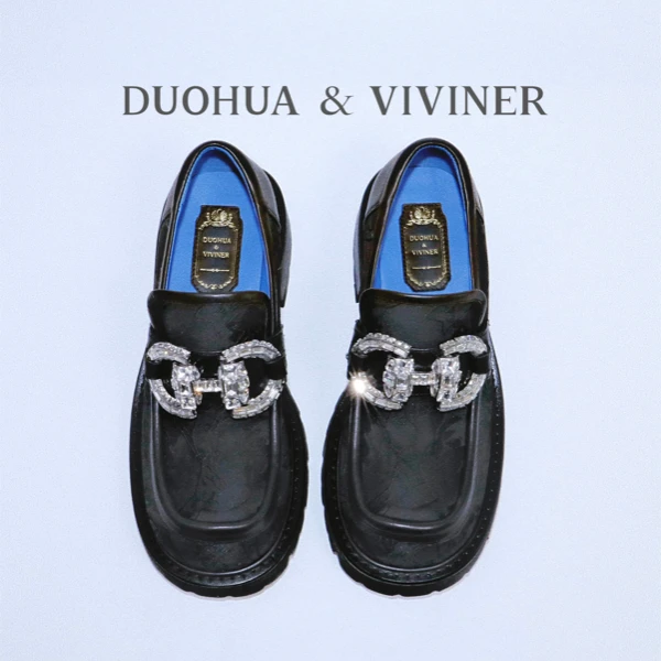 时尚英伦风乐福鞋女增高厚底秋冬蕾丝黑色真皮圆头百搭高跟单鞋