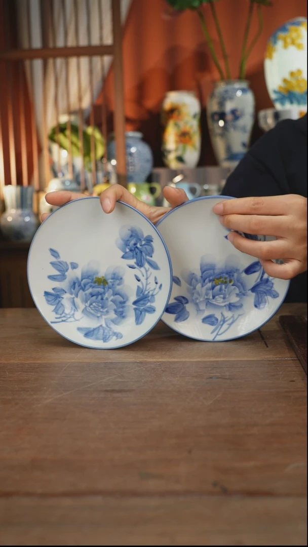 瓷片【简家甄选】景德镇设计师釉下手绘陶瓷餐具