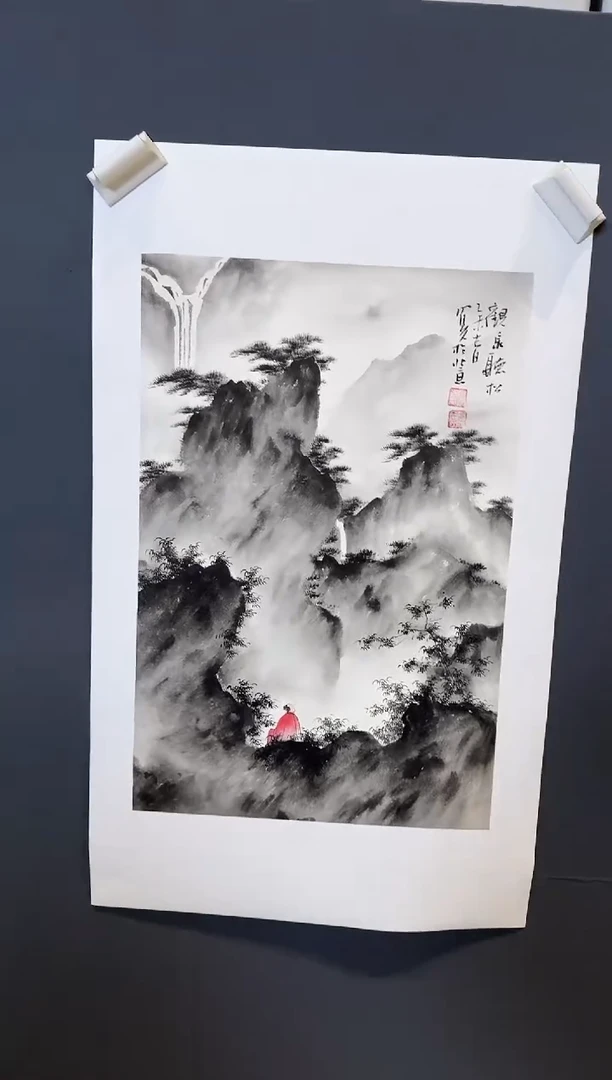 国画郝凤先观泉听松2026-0105DH032