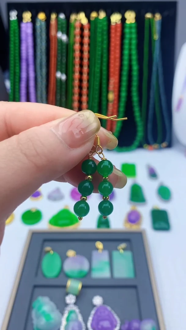 翡翠14K金镶嵌颈饰耳饰1