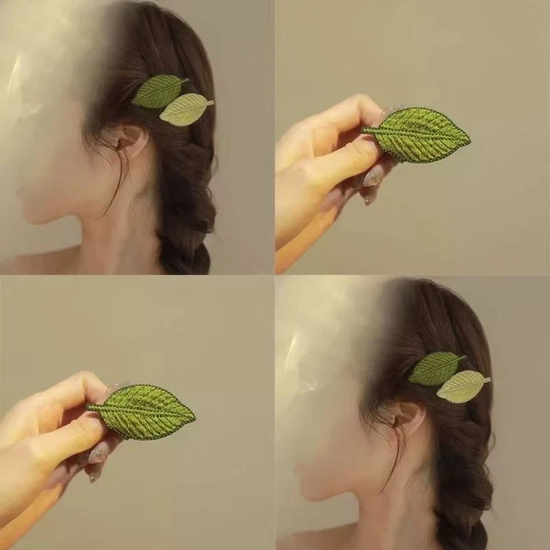 高颜值叶子发夹2025新款头饰简约森系小边刘海侧边树叶后脑勺卡子