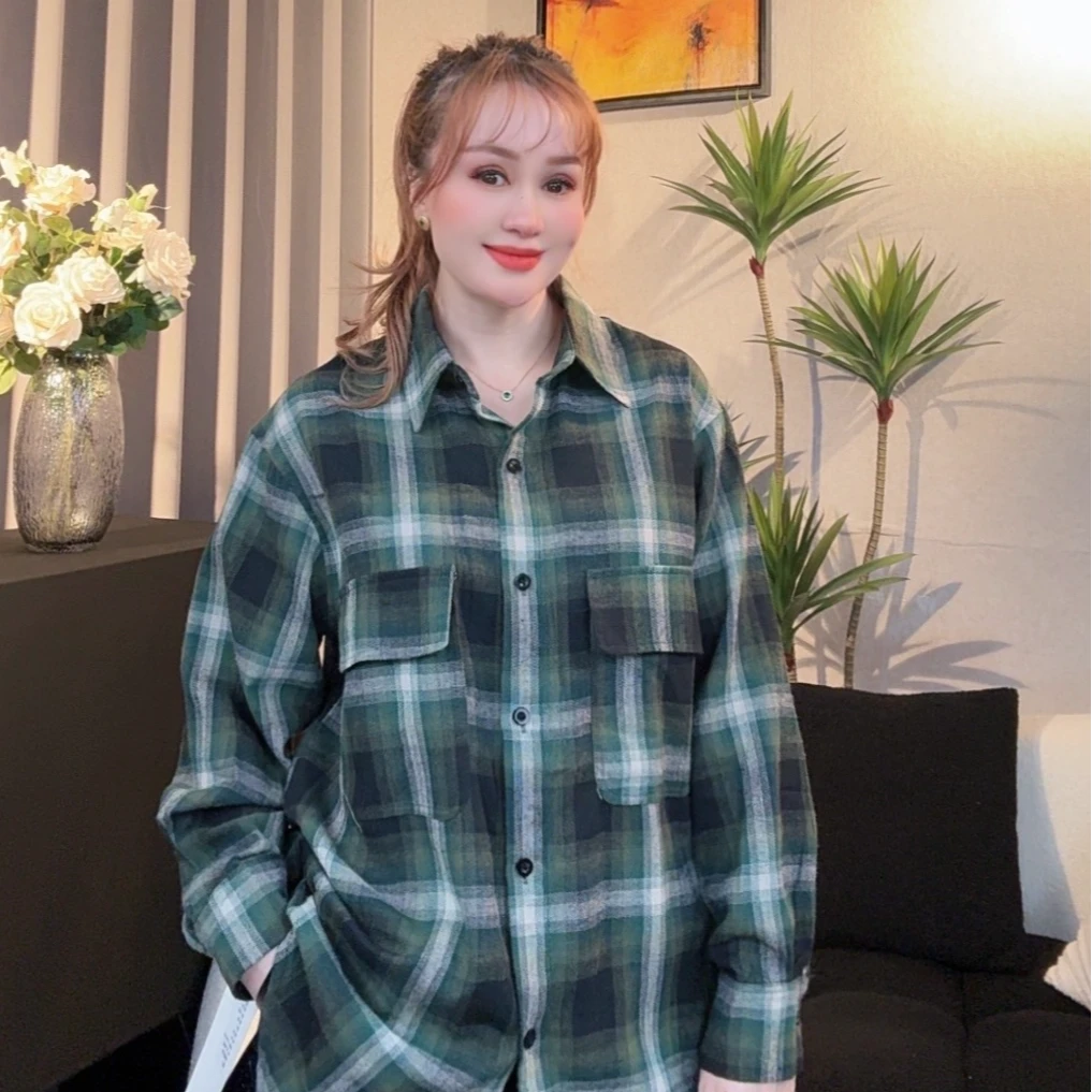 绿色格子女士衬衫