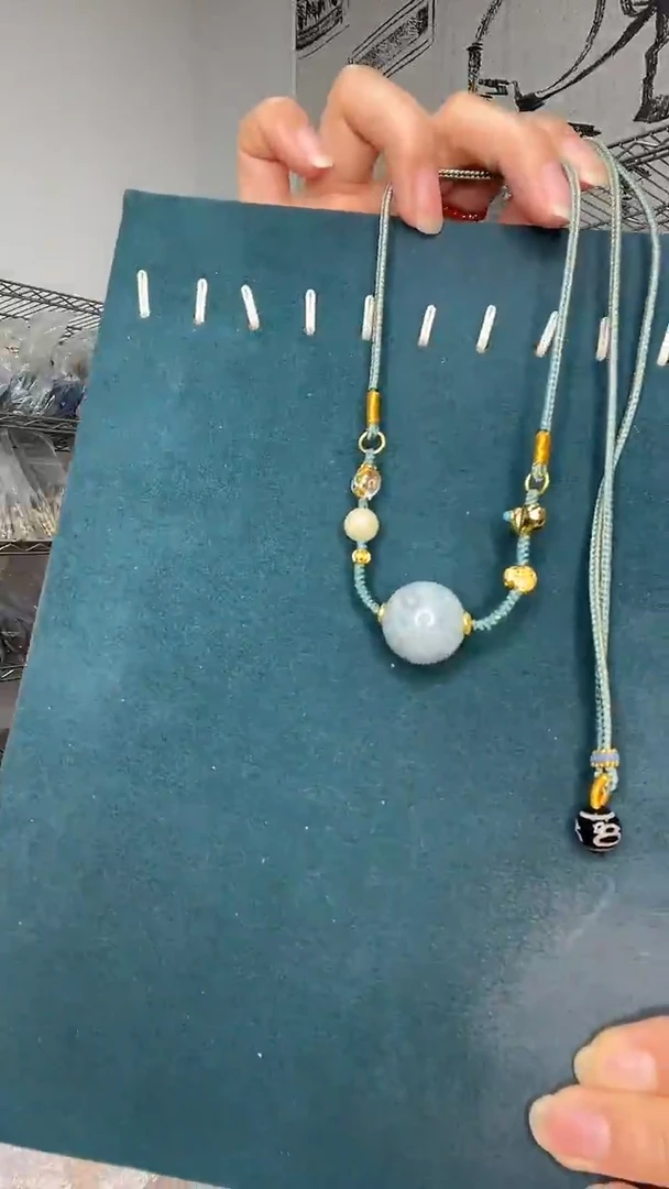 绿松石未镶嵌颈饰A1764编绳项链