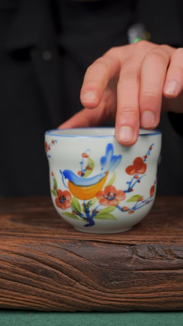 【闪购商品】瓷片85寻一缕瓷香杯釉下手工手绘瓷器