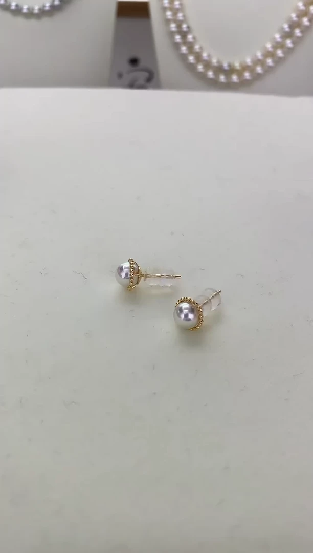 【闪购商品】海水珍珠耳饰18K金镶嵌太阳花6.5-7