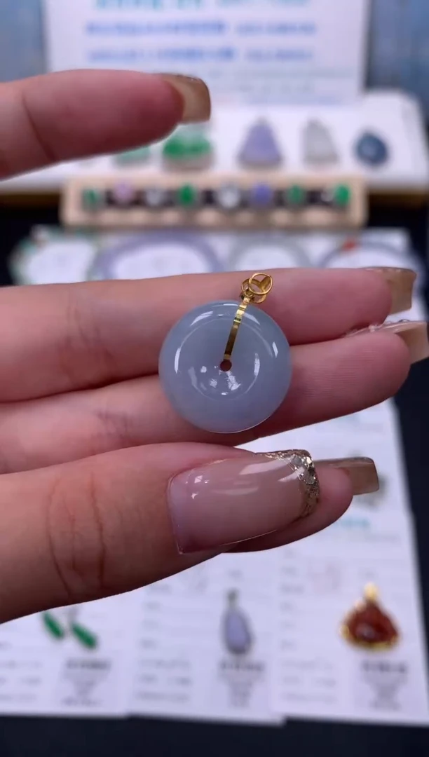 翡翠18K金镶嵌颈饰模式推广期48小时鉴赏期