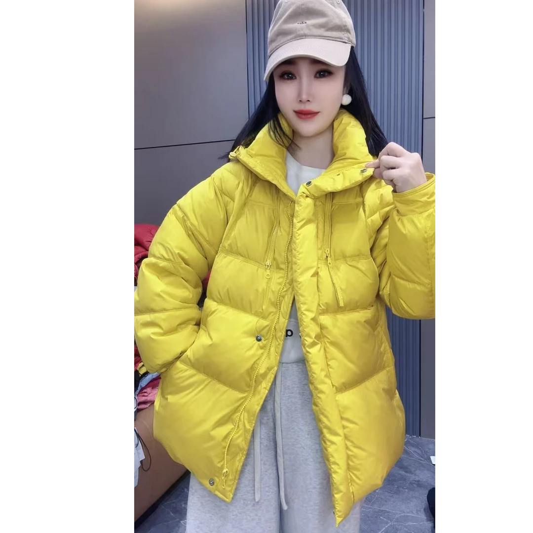 25新款双拉链连帽显瘦中长款棉服7736