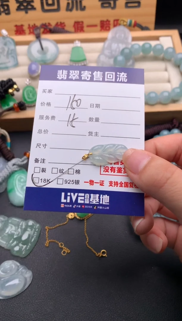 翡翠18K金镶嵌颈饰10137541