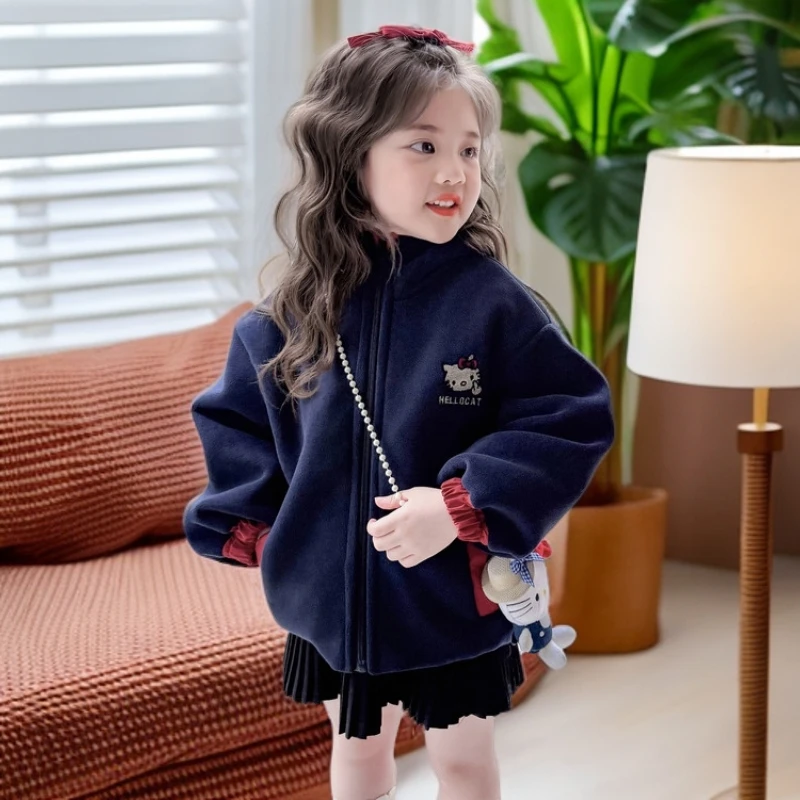 女童两面穿冬款连帽外套儿童冬季保暖时尚加厚蓄热加绒休闲小女孩