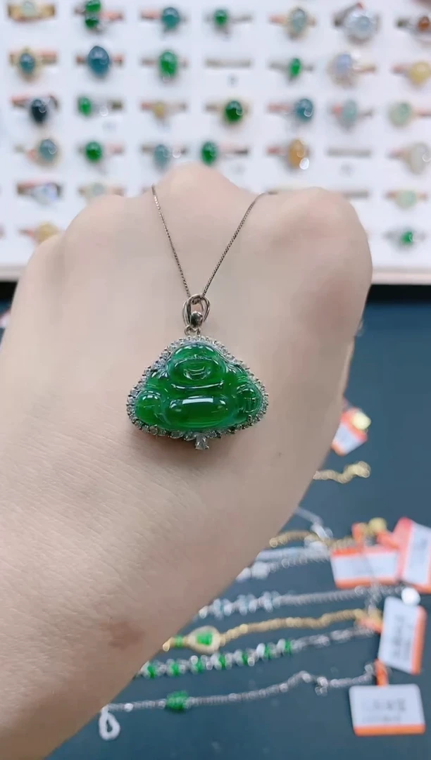 翡翠银S925镶嵌颈饰天然翡翠