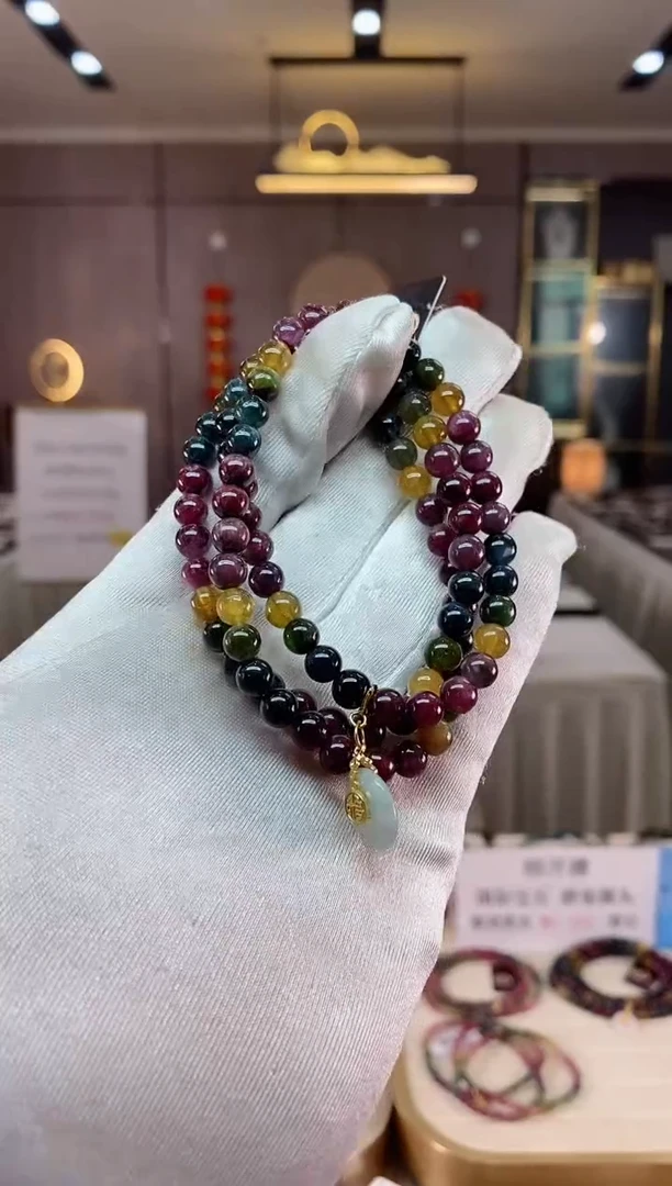 【闪购商品】碧玺三圈手串6mm+未镶嵌（多样性发一条）xion