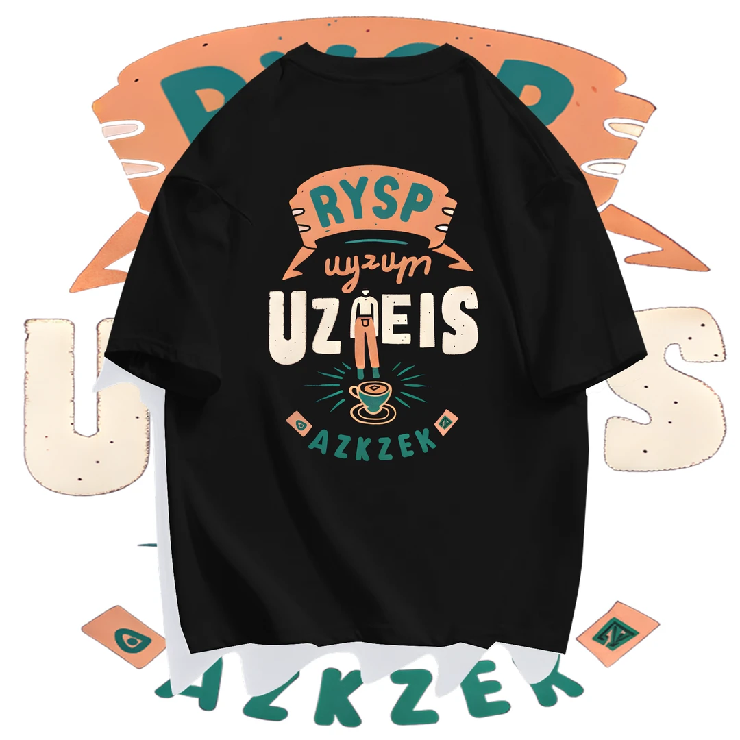 重磅纯棉短袖T恤男士圆领宽松印花透气潮流白色黑色百搭字母