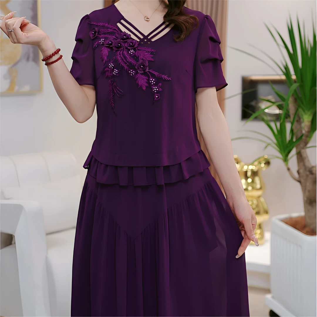 2025气质时尚轻奢新款显瘦紫色连衣裙夏季洋气减龄法式