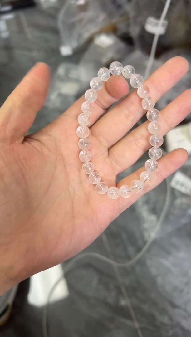 水晶手链未镶嵌海胆共生白水晶圆珠手链[2875]