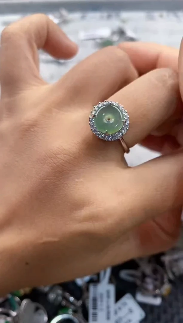 银S925镶嵌戒指翡翠222    4